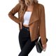 thumbnail image 2 of Chaquetas de Ante Sintético para Mujer, Ropa de Moda de Otoño, Larga, Frente Abierto, Abrigo Corto, Prenda Exterior Marrón M, 2 of 9