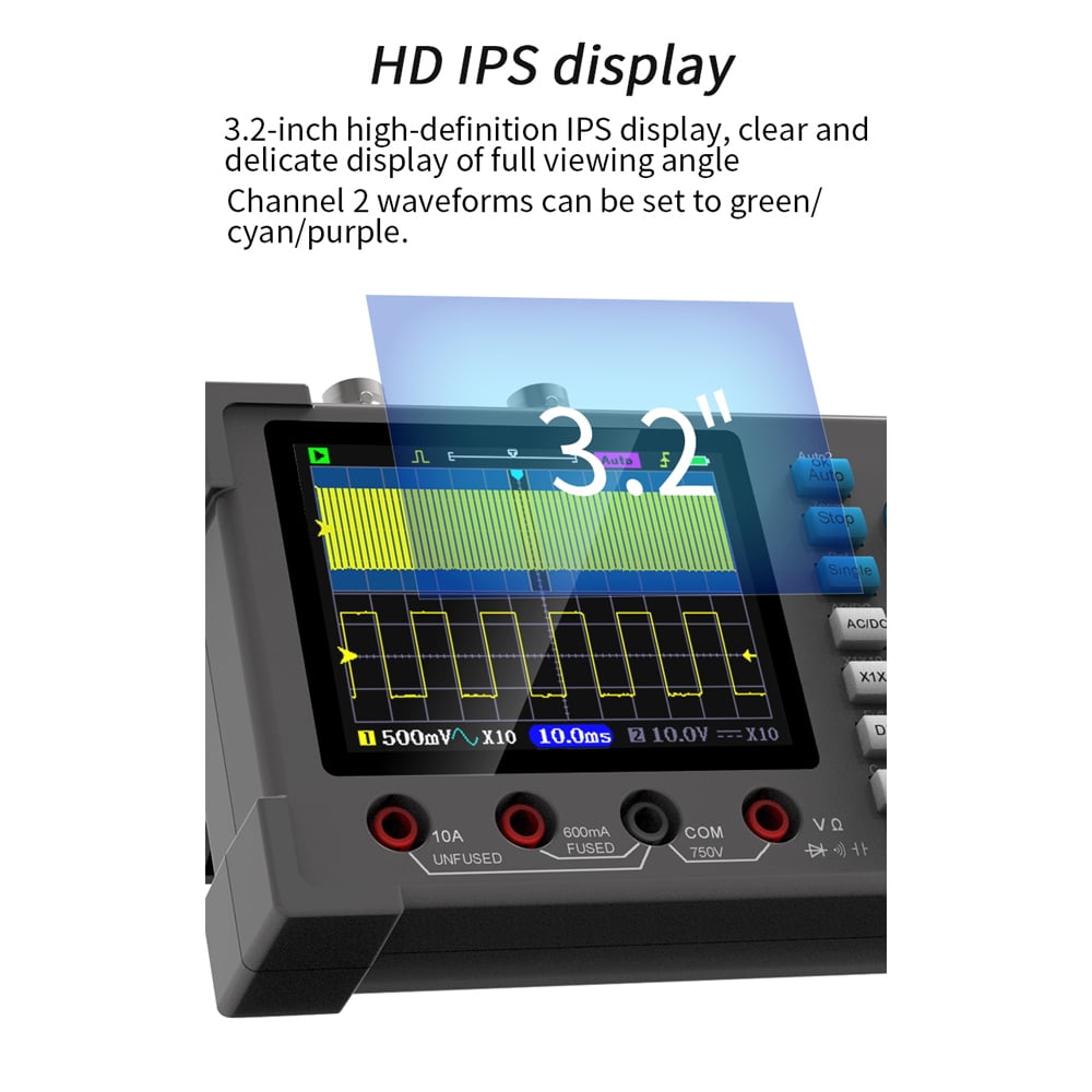 Oscilloscope,Handheld 120mhz 250msa/s Rate Dual Channel Oscillometer With Save Display Oscope Meter 250msa/s Rate Dual Ips Display Oscope Dual Channel Oscillometer 3.2inch Ips Display 3in1