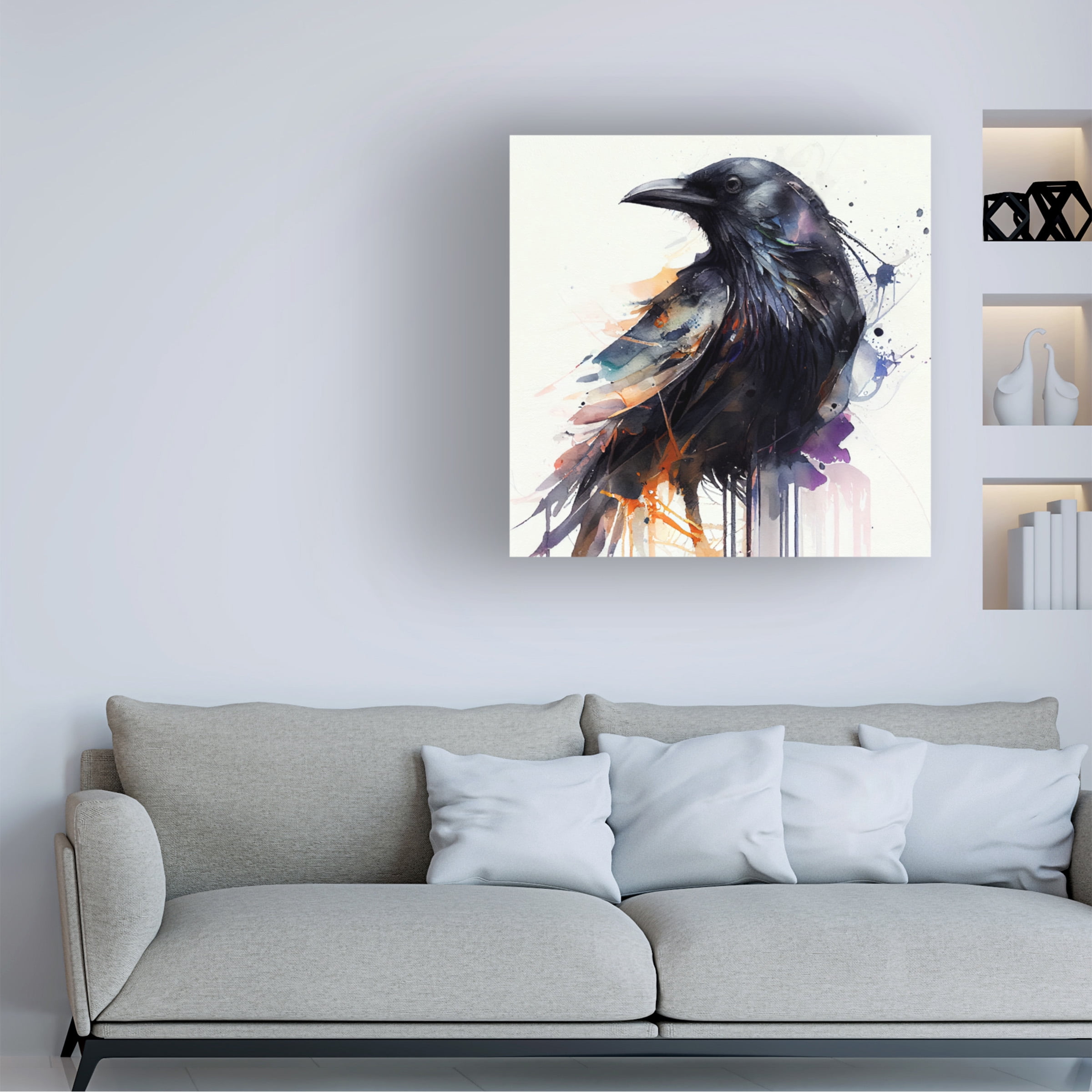 Canvas Wall Art - Sasha 'The Crow' Wall Art for Living Room, Bedroom, or Office Décor by Trademark Fine Art - 24 x 24 Inches