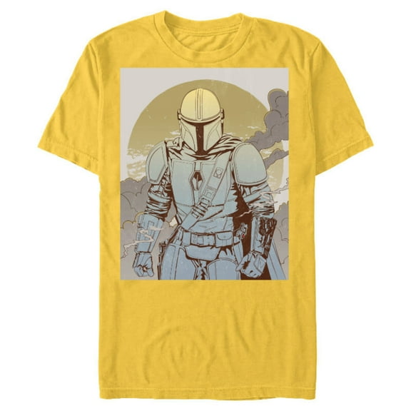 Star Wars The Mandalorian Line Art Poster - Short Sleeve Blended T-Shirt for Adults - Customized-Yellow