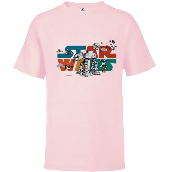 Star Wars Logo Cute Galactic Battles - Short Sleeve T-Shirt for Kids - Customized-Soft Pink