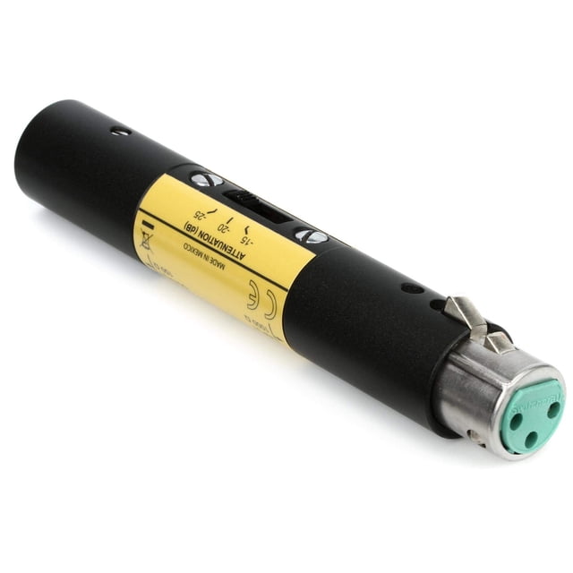 El atenuador Shure A15AS conmutable (15, 20, 25 dB) pasa la alimentación fantasma