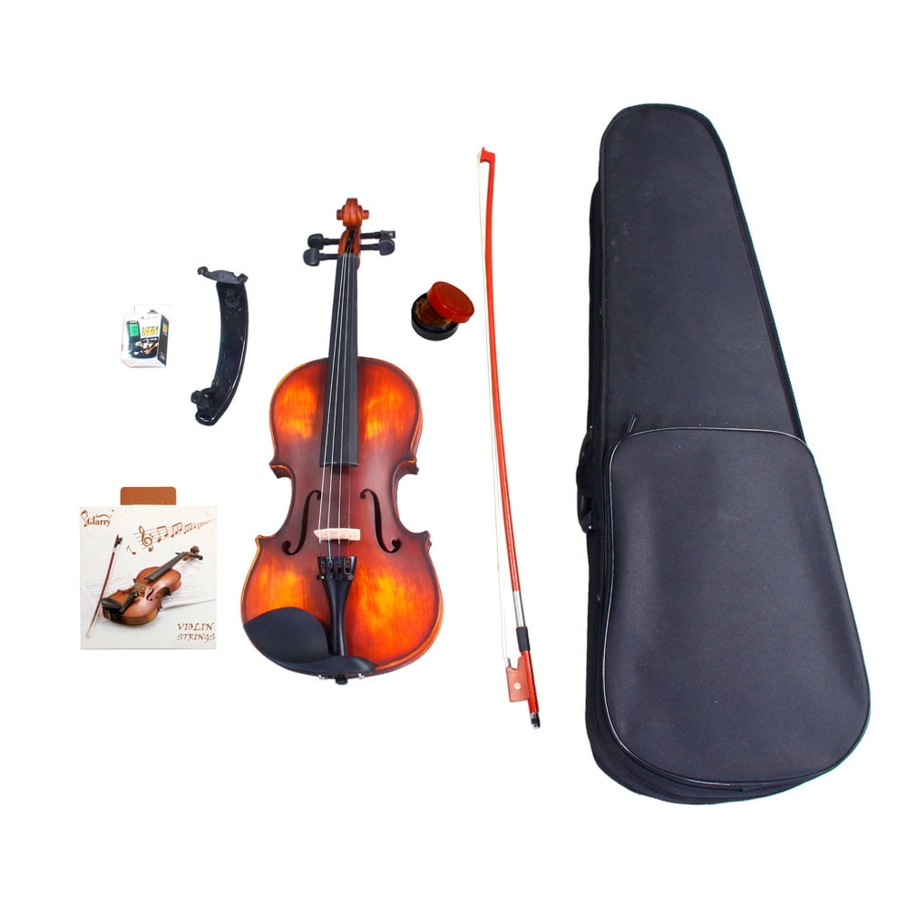 New 3/4 Acoustic Violin for Kids Boys Girls, Solid Wood Violin Acoustic Starter Kit with Violin Fiddle Case, Bow, Rosin, Shoulder Rest, Electronic Tuner, Brown Violin Outfit Set for Beginners Students
