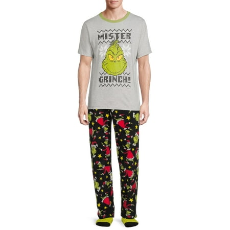 Dr. Seuss, Adult Mens, Grinch Pajamas Sleepwear Sets, Sizes S-2XL