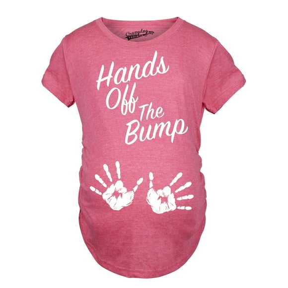 Maternity Hands Off The Bump Cute Pregnancy Shirt Fun Pregnant Gift Announcement (Pink) - XL