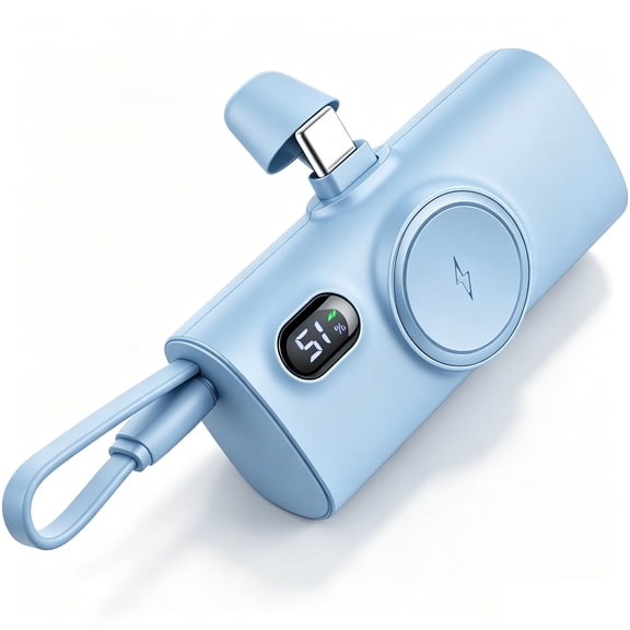 HopePow Magnetic Portable Charger Power Banks for iphone Cell Phones iWatch Android with LED Power Display 5000mah Mini Power Banks Compatible with iPhone 17/16/15/Series,Android,Blue