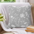 thumbnail image 3 of Pillow Covers 20x20 Set of 2, Grey Wildflowers Throw Pillow Covers Decorative Couch Cushion Cover, Farmhouse Floral Botanical Leaves Microfiber Soft Square Pillowcases for Bedroom Living Room Sofa, 3 of 9