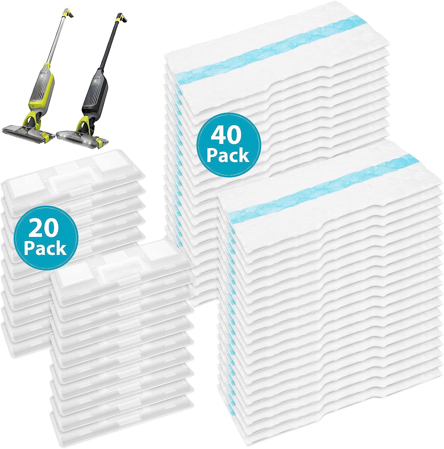 40 Pack Vac Mop Pads Refills Replacement for Shark Vacmop VM252 VM251 VM200 VM200C VM190 VM252C