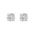 thumbnail image 3 of 1 Ct Round Cut Studs White Sapphire 14K Rose Solid Solid Gold Everyday Dainty Earrings Screw Back, 3 of 7