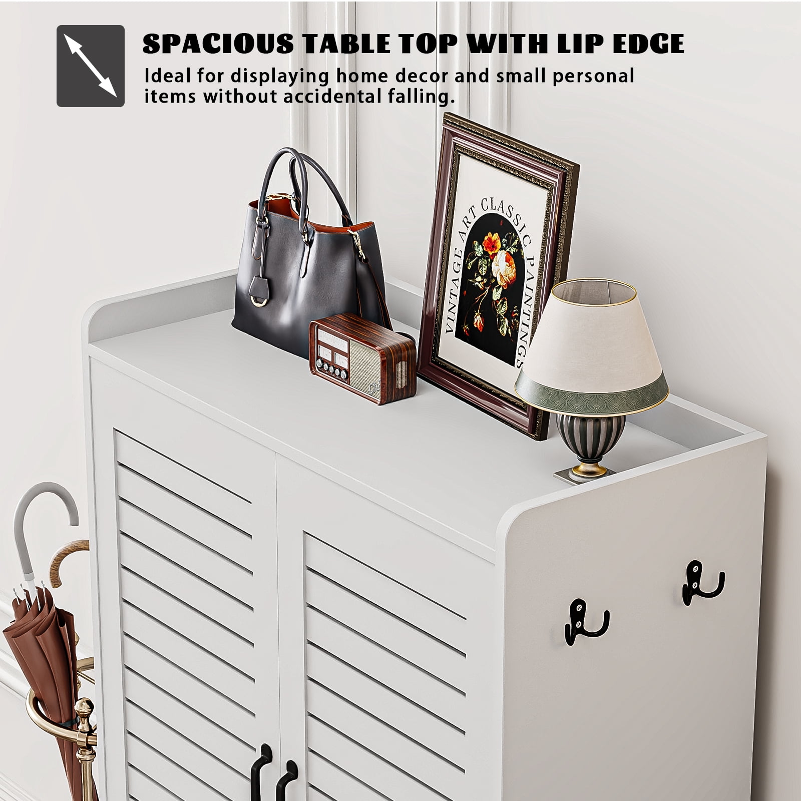 Bel Ark Modern Shoe Cabinet, 7-Tier Adjustable Shelves, Holds 30 Pairs, White