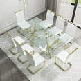 thumbnail image 5 of Sumdeal Modern Dining Chairs Set of 8,Modern Dining Chairs with Metal frame leg with High Density Sponge Leather,Dining Chairs for Living Room，White, 5 of 9