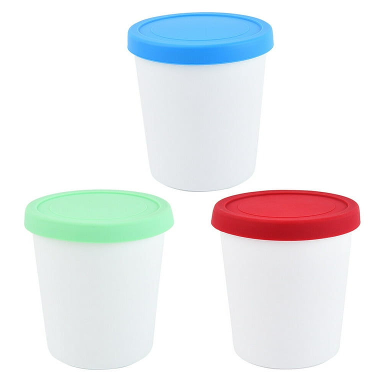 3pcs Ice Cream Storage Buckets Round Ice Cream Containers Freezer Ice Cream  Barrels 