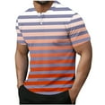 thumbnail image 2 of COSFO Short Sleeve Men T Shirts Henley Casual Tops Pullover Loose Gradient Striped Button Mens Graphic Tees, 2 of 5