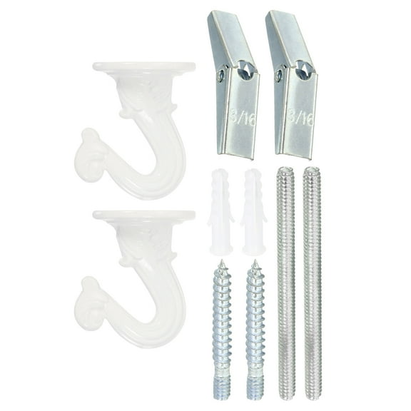 Uxcell 1.5" x 1.3" Ceiling Hook, Ceiling Orchid Hooks with Mounting Hardware, White 2 Set