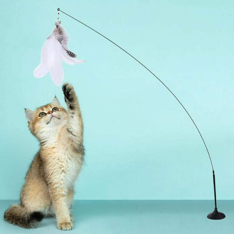 Cat Toy IQ Improving Heavy Duty Interactive Strong Suction Base Cat Teaser Toys for Training Tool Indoor Cats