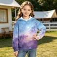 thumbnail image 4 of WQNVRNR Girls Print Hooded Sweatshirt- Pullover Casual Kangaroo Pocket Fall Long Sleeves Hoodies Purple Size 8, 4 of 8