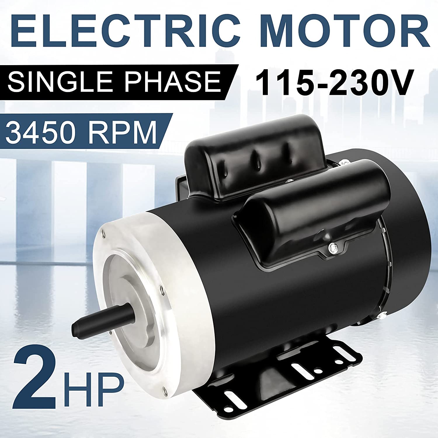 2HP Electric Motor 3450 RPM General Purpose Single Phase Motor 56C Frame  115V/230V 5/8