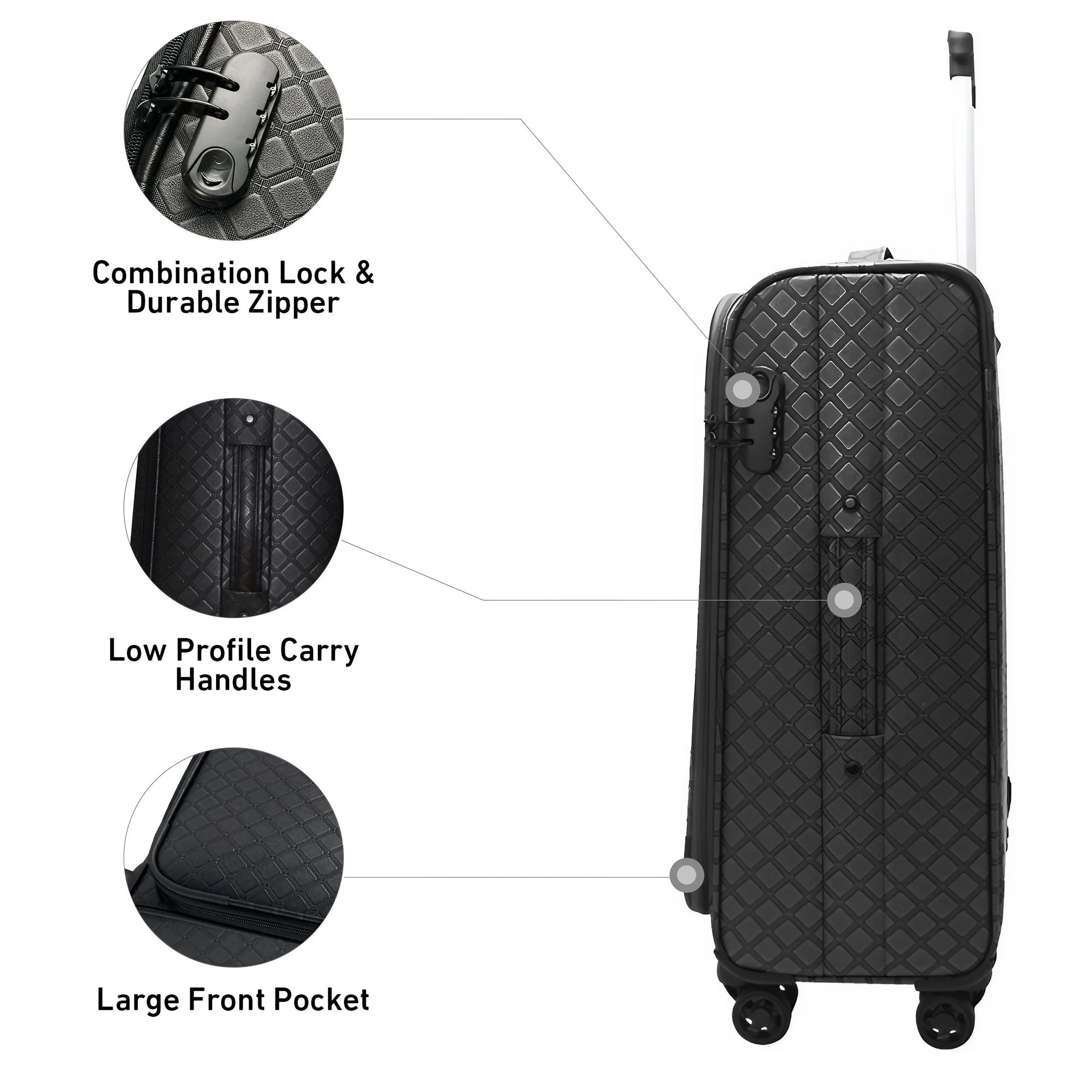 WEPLUS 5 piece Suitcases Luggage(20",24"),PU Leather Softside Suitcase with Double Spinner Wheels