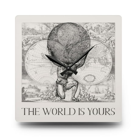 The World Is Yours III | World Map Atlas Wall Clock - 10.75'' × 10.75'' (Square)