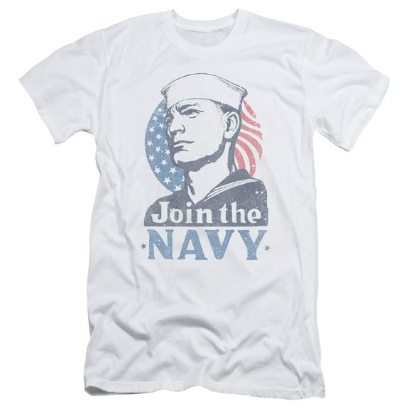 Navy Join Now Adult 30/1 T-Shirt White