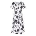 thumbnail image 4 of QJUHUNG Robe Midi à Manches Courtes Imprimée Florale Hawaïenne pour Femmes Robe Fluide avec Poches Tenue de Plage Ample, 4 of 8