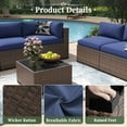 thumbnail image 3 of Aoxun 7 Piece Patio Furniture Set Wicker Rattan Patio Conversation Set Outdoor Sectional Sofa Set with Coffee Table and 4” Thickened Cushions, Blue(Waterproof Cover Included), 3 of 6