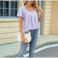 thumbnail image 6 of Women'S Tunic Tops Loose Fit Short Sleeve Shirts Crew Neck Summer Casual Tops Purple S, 6 of 9