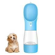 Queentrade Foldable Portable Dog Water Bottle Puppy Water Dispenser with Drinking Feeder Blue