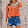 thumbnail image 6 of Dasayo Tops for Women Trendy 3/4 Sleeve Loose Orange Crewneck Graphic Prints Blouses Women's T Shirts XL, 6 of 9