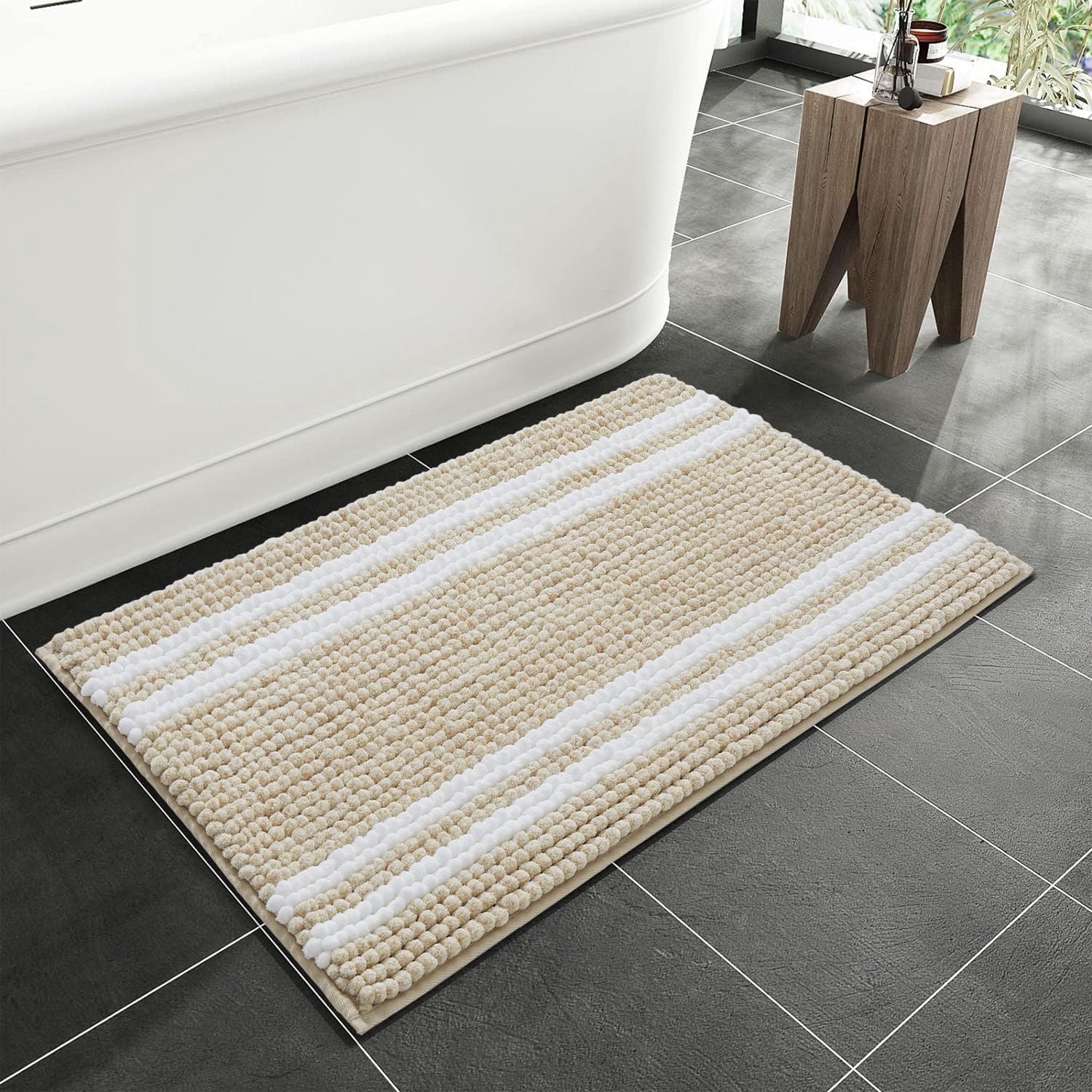 Chaps Luxury Bath Rug - Plush Comfort for Stylish Bathrooms, Tan, 17" x 24"