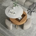 thumbnail image 5 of Magic Home Modern Round Coffee Table with Storage,Lift-Top Coffee Table Nesting Sofa Table with 3 Stools Space-Saving Multiple Purpose,White, 5 of 10