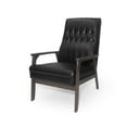 thumbnail image 5 of DUOSONG Mid Century Modern Upholstered Accent Chair, Matte Black Faux Leather Matte Black Faux Leather Furniture Primary Living Space Chairs & Accent Seating, 5 of 11