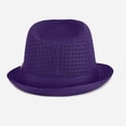 thumbnail image 5 of HuangHuanChen British Jazz Hat Short Brim Fedora Classic Summer Breathable Mesh Hat Panama Cap for Men Women Outdoor Sun Hat Fashion Beach Hat Dark Purple One Size, 5 of 6