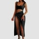 thumbnail image 2 of Vestido con tirantes y aberturas para mujer 2025 Summer - Cuello cuadrado, sin mangas, poliéster, fiesta/casual, XS-L, 2 of 5