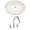 thumbnail image 1 of 19.5-in. W CUPC Oval Bathroom Undermount Sink Set In Biscuit - Chrome Hardware AI-22952, 1 of 7