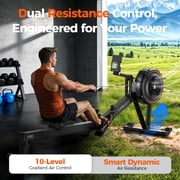 YOSUDA R2 Air Rowing Machine for Home Use with Self-Powered Monitor, 53.7 Slide Rail, Professional Adjustable Air Resistance Rower, Ergonomic Comfort Seat & Easy Vertical Storage