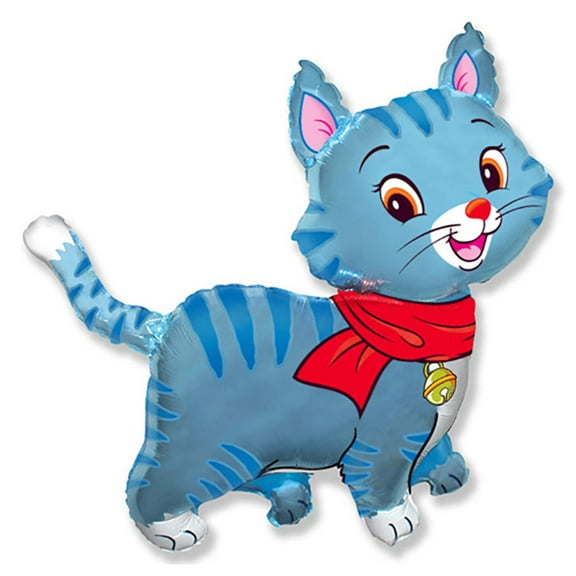 37 inch Lovely Cat - Blue Foil Mylar Balloon - Party Supplies Decorations