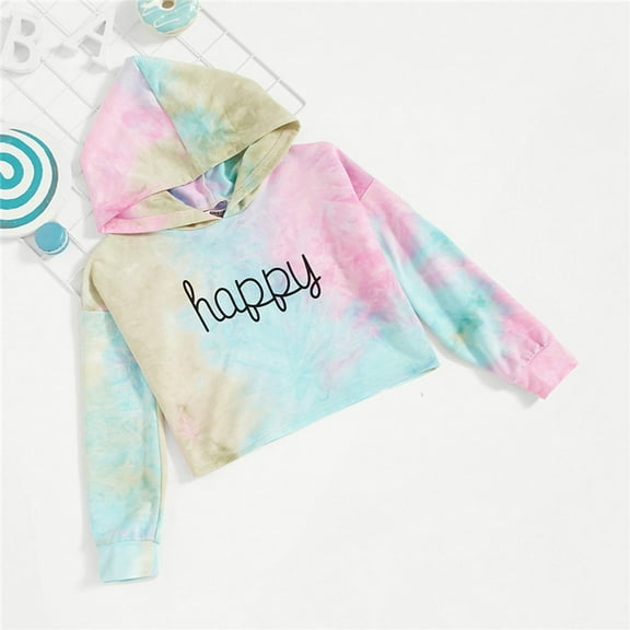 Gubotare Kids Girls Hoodies Teen Letter Multicolor Girls Tops Clothes Pullover Girls Tops (Multicolor,2-3 Years)
