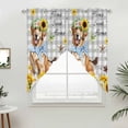 thumbnail image 2 of Swag Valance Curtains for Windows, Sunflowers Dog Light Filtering Kitchen Curtains with Rod Pocket, Spring Watercolor Floral Stars Grey Plaid Window Treatment Valances for Living Room, 28x36 - 2 PCS, 2 of 9