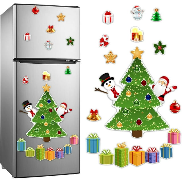 HUGFEGWE Christmas Refrigerator Magnets Decoration, Christmas Themed Magnetic Sticker, Christmas Magnetic Stickers For Refrigerator, Christmas Magnets For Fridge, Xmas Magnet Decals For U2537-24434