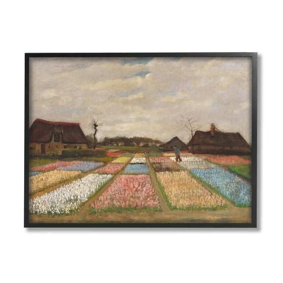 Flower Beds In Holland Van Gogh Landscape Landscape Painting Black Framed Art Print Wall Art