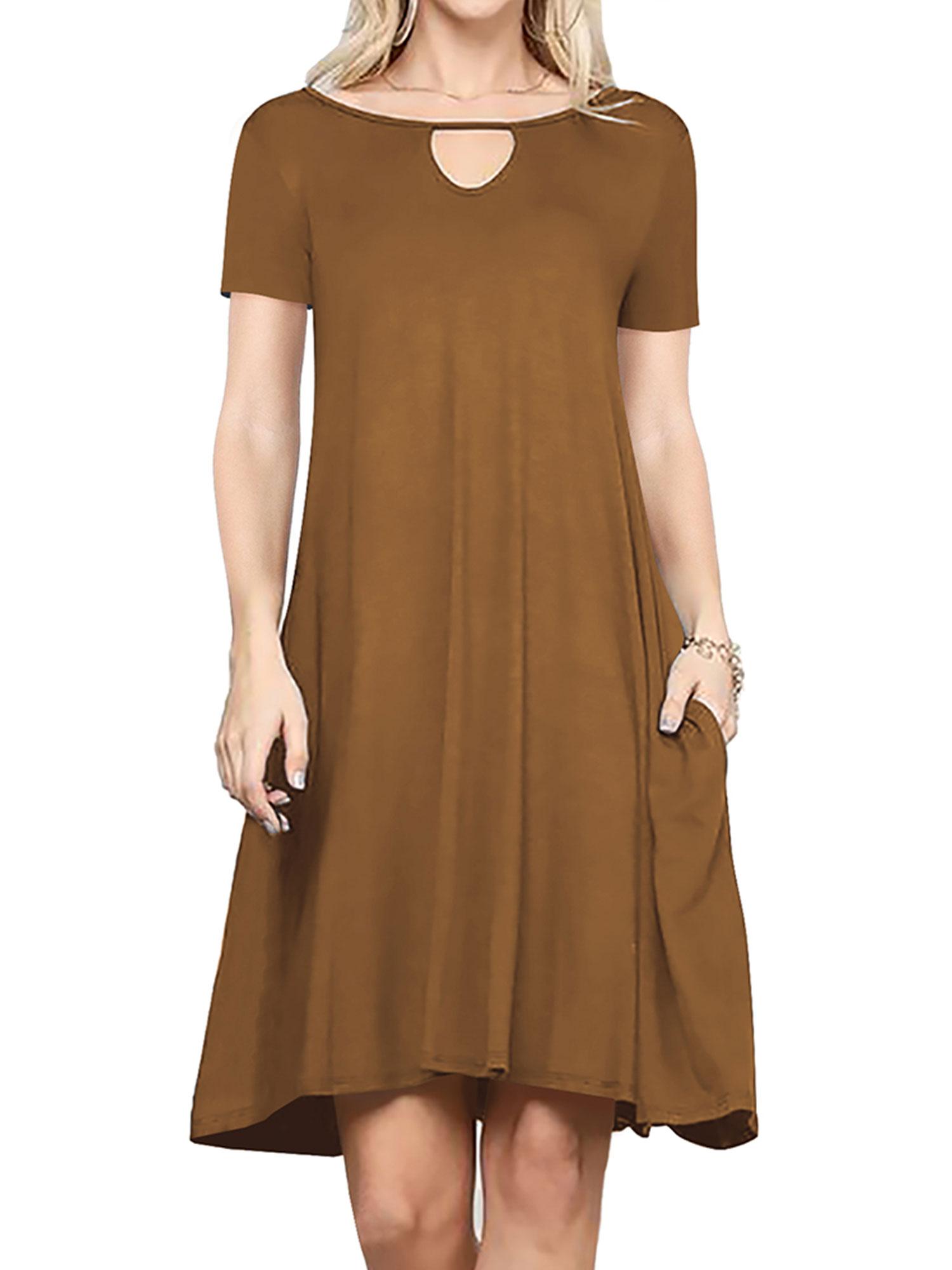 tan swing dress
