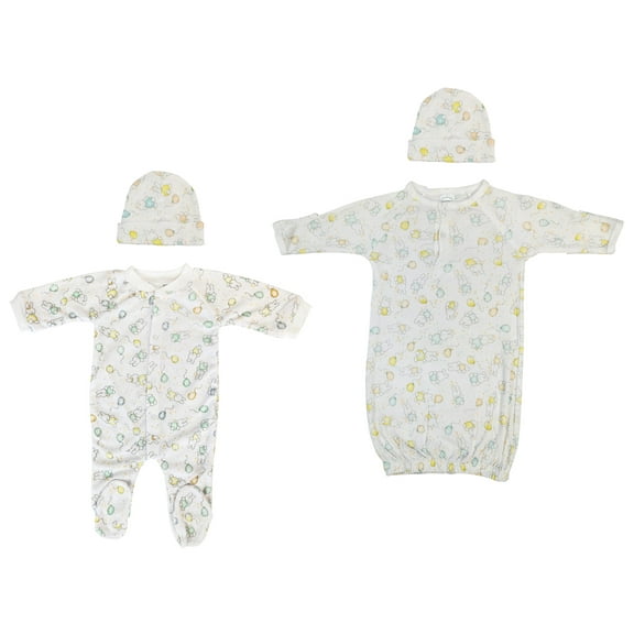 Bambini Layette Unisex Closed-toe Sleep & Play with Caps (Pack of 4 )