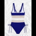thumbnail image 4 of Bikini de Dos Piezas para Mujer, Cintura Alta, Cuello Halter, Traje de Baño Adelgazante, Azul Oscuro, Talla M, 4 of 7