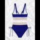 thumbnail image 4 of Bikini de Dos Piezas para Mujer, Cintura Alta, Cuello Halter, Traje de Baño Adelgazante, Azul Oscuro, Talla S, 4 of 7