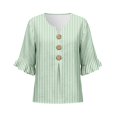 thumbnail image 5 of MuXiKeJi Clothes 3/4 Length Sleeve Womens Tops Cotton Linen Boho Blouses Floral V Neck Shirts Summer Beach Casual Top, 5 of 5