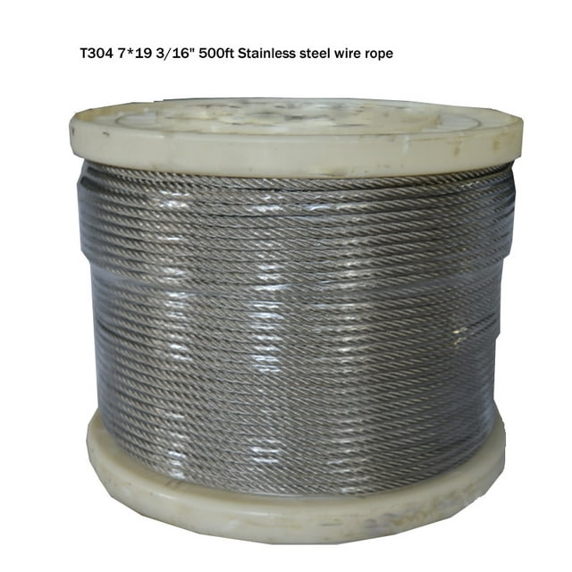 INTBUYING T-304 Stainless Steel Grade 7 x 19 Wire Rope 3/16"- 500 ft Commercial