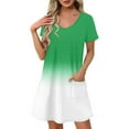 thumbnail image 2 of Hrsba Womens Summer Short Sleeve Dress,Plus Size Casual Dress for Womens,Women's Fashion Summer Gradient Short-sleeved V-neck Casual Dress, 2 of 4