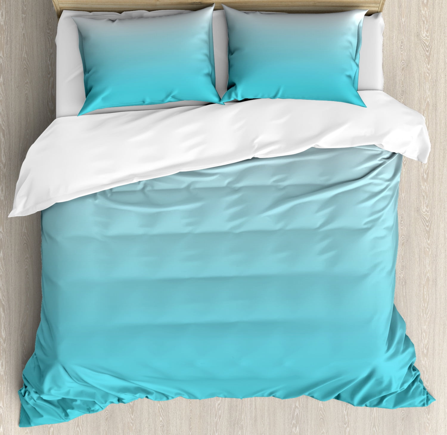 Ombre Duvet Cover Set, Deep Maldives Sealife Ocean Inspired Aquatic