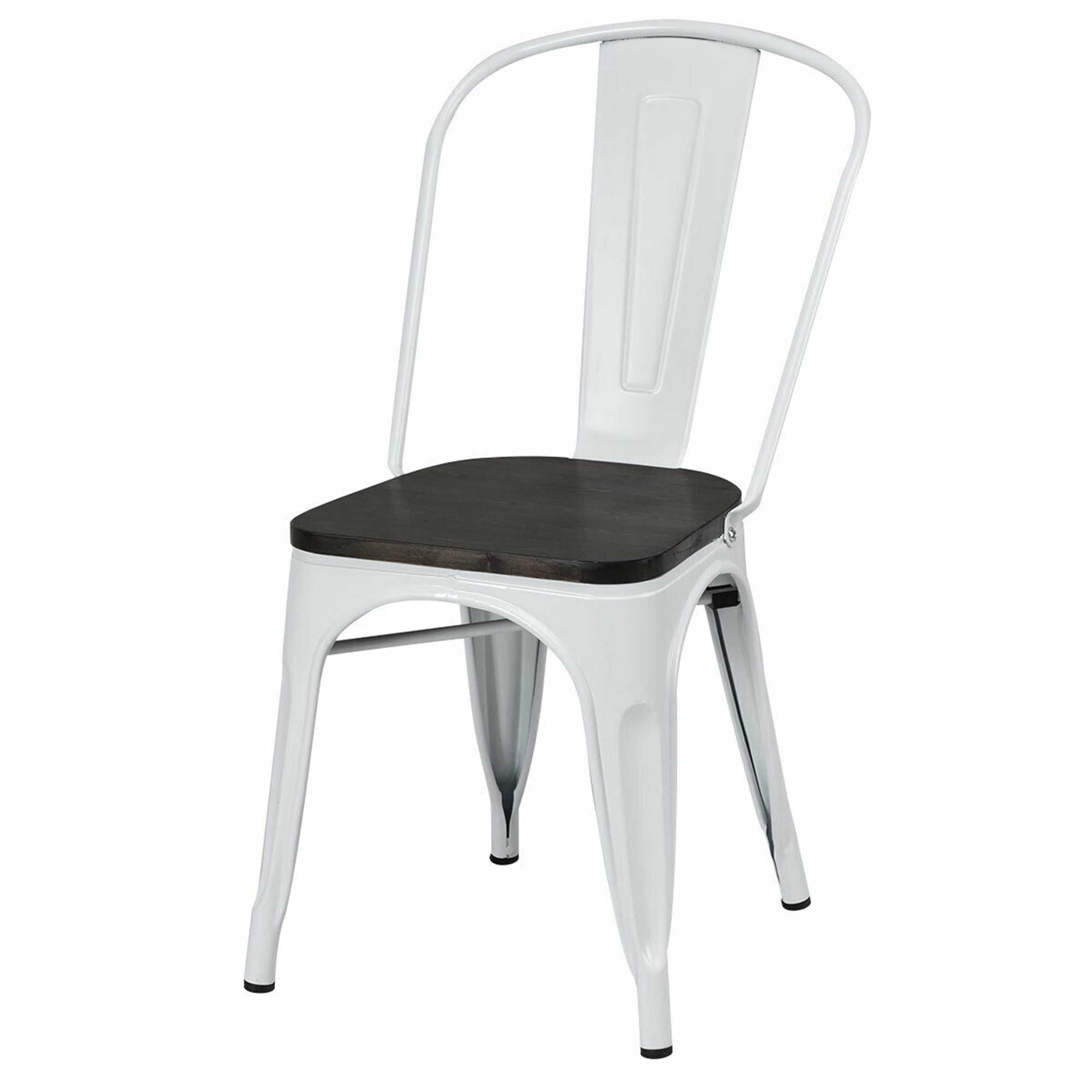 Gymax Set of 4 Wood Seat Stackable Cafe Bistro Metal Dining Side Chair